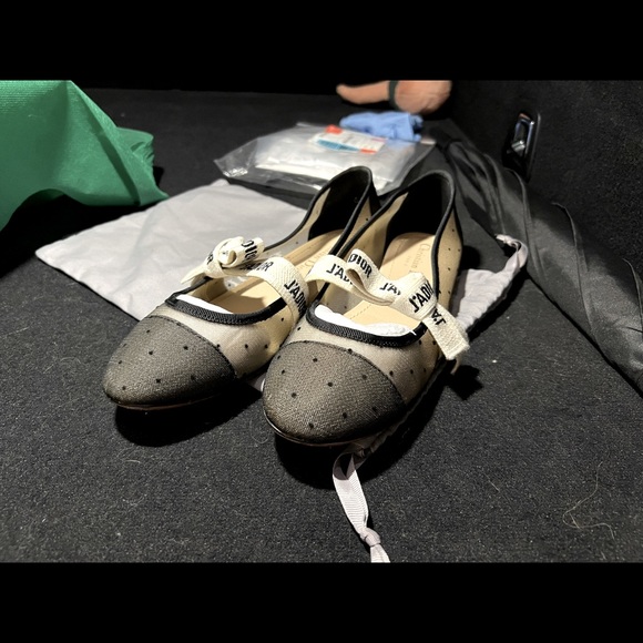 (SOLD) J’ Dior Black Mesh Ballerina Flat Size 39 - Picture 7 of 7